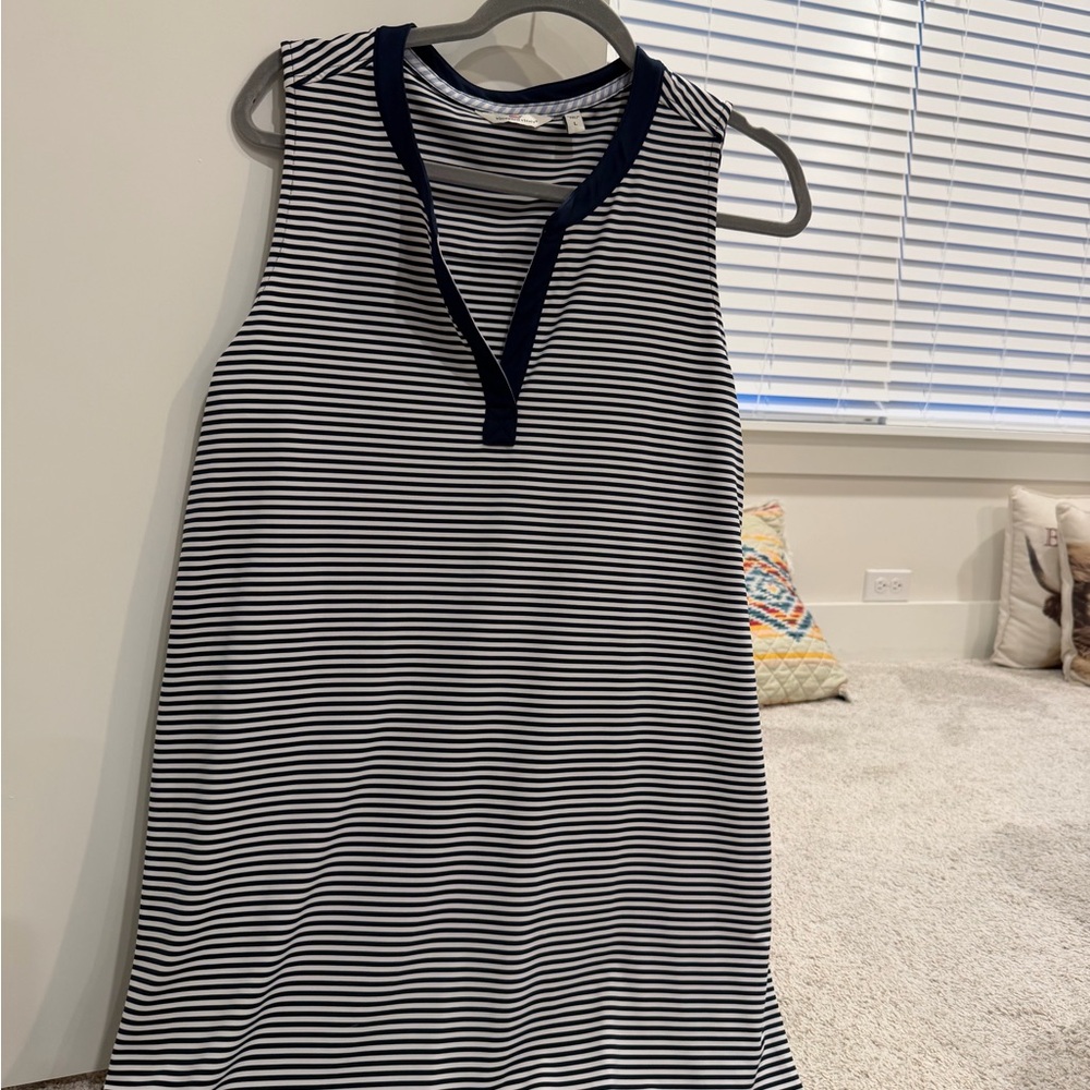 Vineyard Vines Navy and White Striped Sleeveless Dress